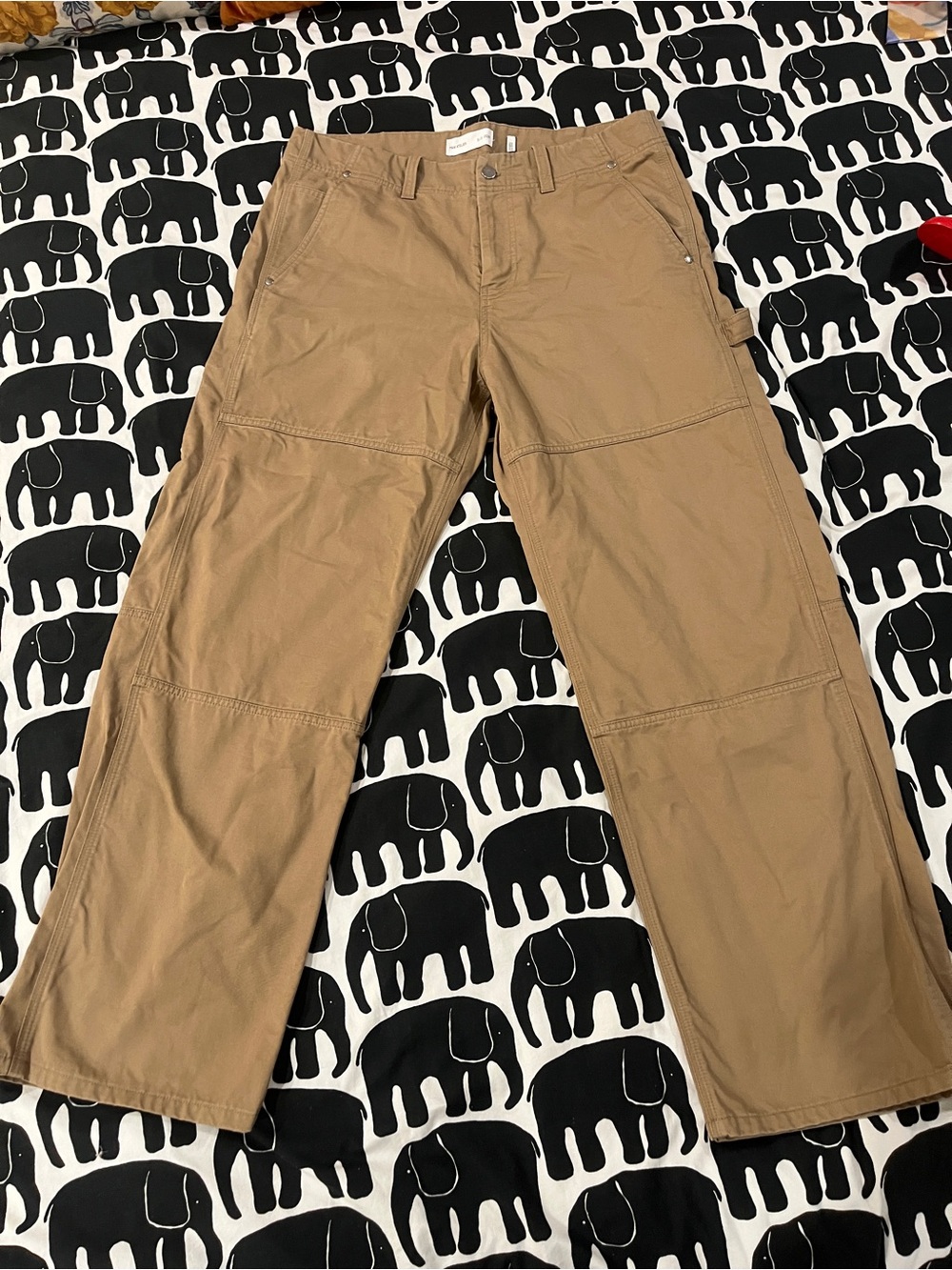 H&M Men’s Atelier Beige Loose Fit Carpenter Pants Size 34/Small, 100% Cotton